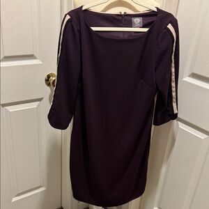 Vince Camuto Purple Dress with Beige Stripes